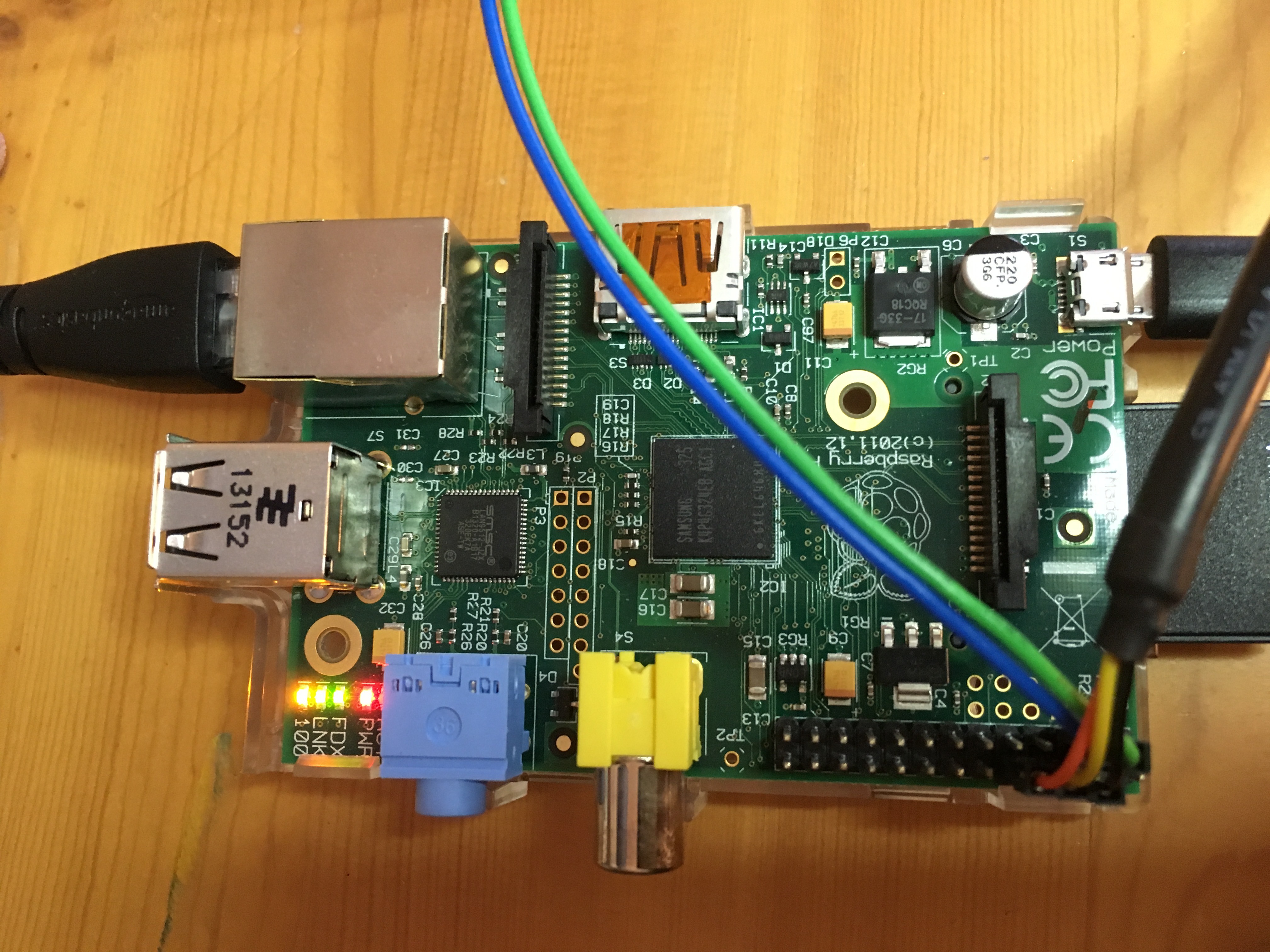 Raspberry pi showing UART and I2C connections